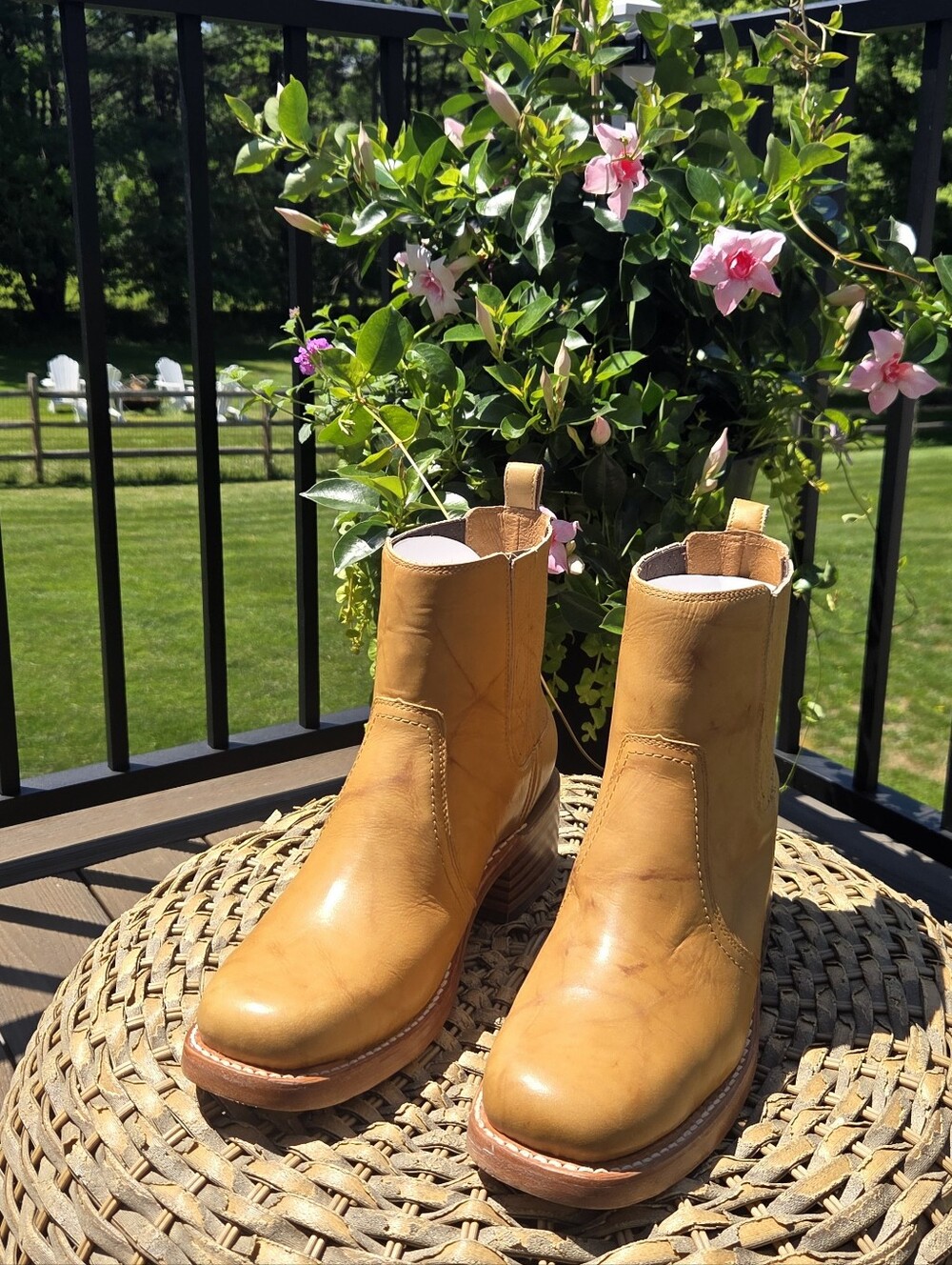 Anthropologie FRYE Campus 14L Women's Boots Leather Tan Banana NEW